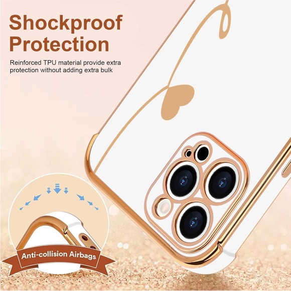 iPhone 13 Pro Max Cute Luxury Plating Love Heart Design - Picture 3 of 4
